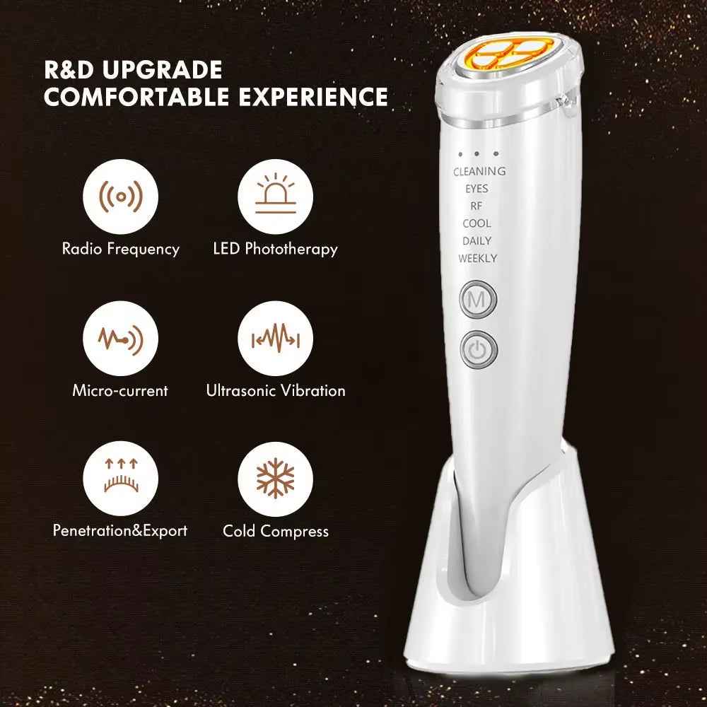 5-in-1 Facial Massager | Microcurrent, Red & Blue LED Light Therapy, Hot & Cold - Essence Bleu