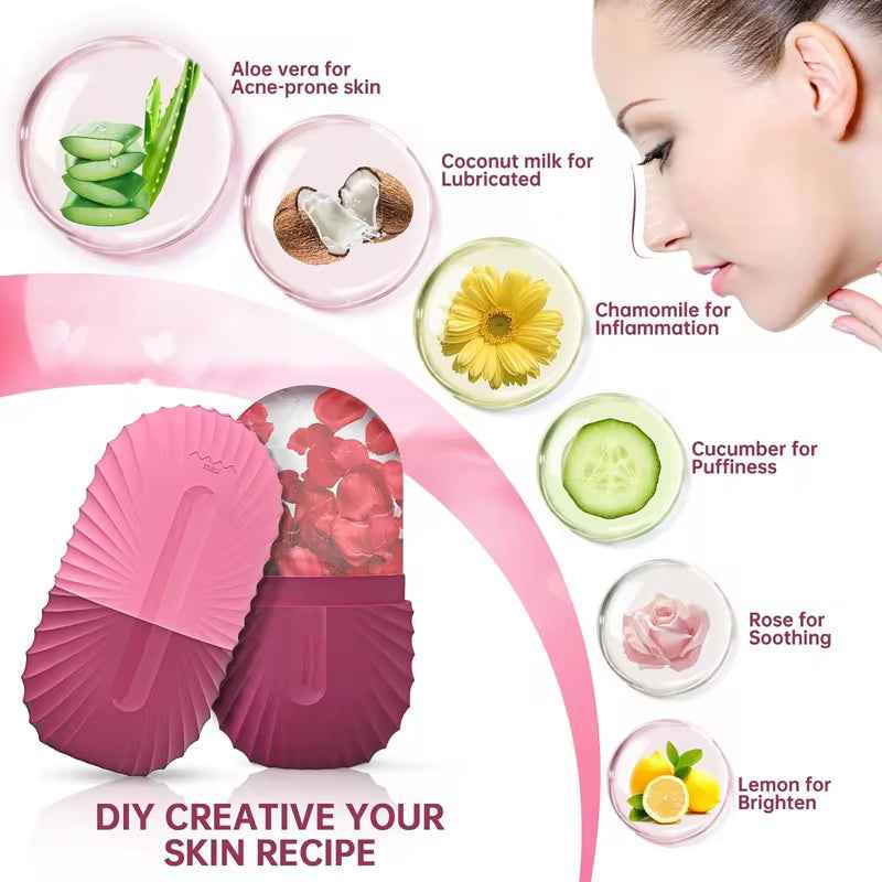 Ice Facial Roller Skincare Beauty Tool for Lifting and Contouring with Ice Cube Trays and Globe Balls - Essence Bleu