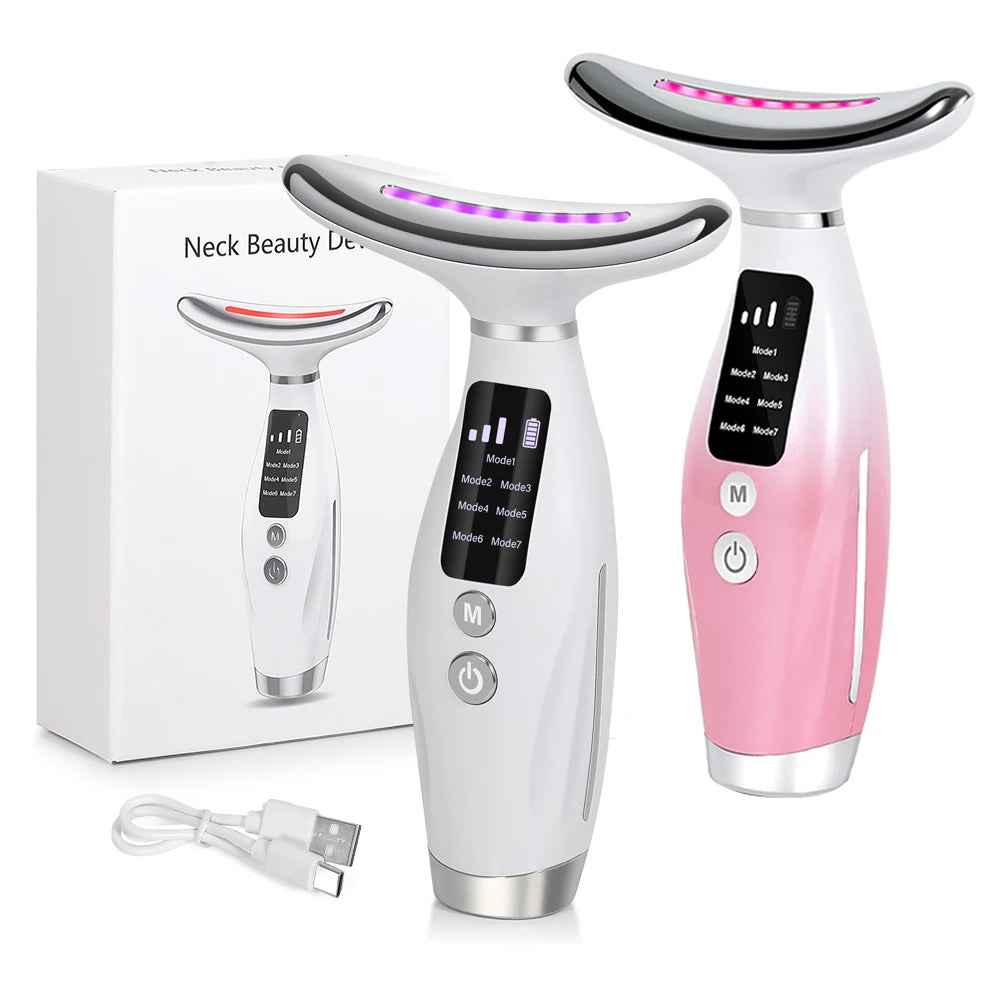 7 Color LED Face and Neck Massager | Firming and Light Therapy - Essence Bleu