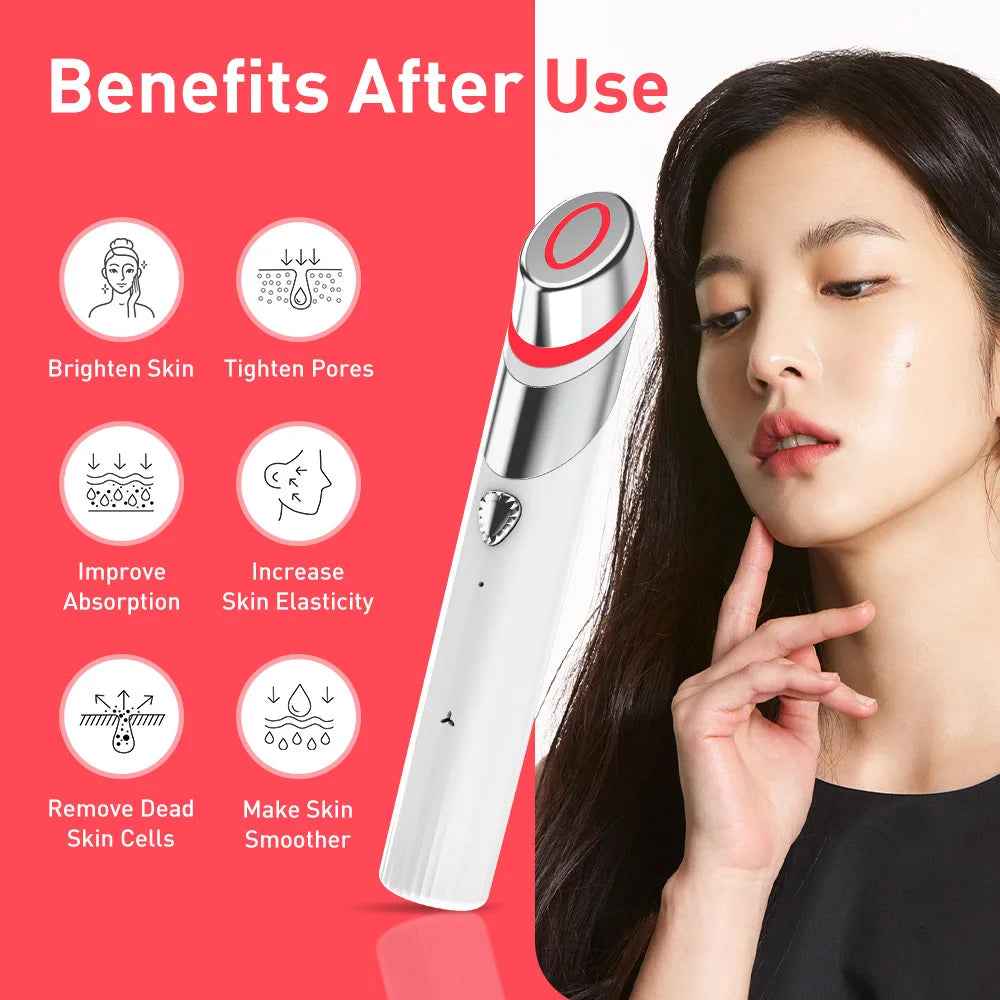 4-in-1 Microcurrent Facial Toning Wand | Red Light Therapy, Heat & Vibrating Massage Tool - Essence Bleu