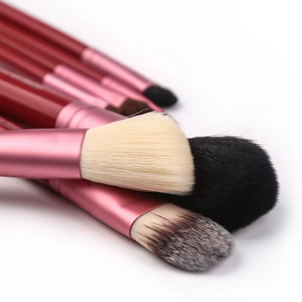 Zoreya 12-Piece Natural Hair Makeup Brush Set | Goat & Pony Hair with Holder - Essence Bleu