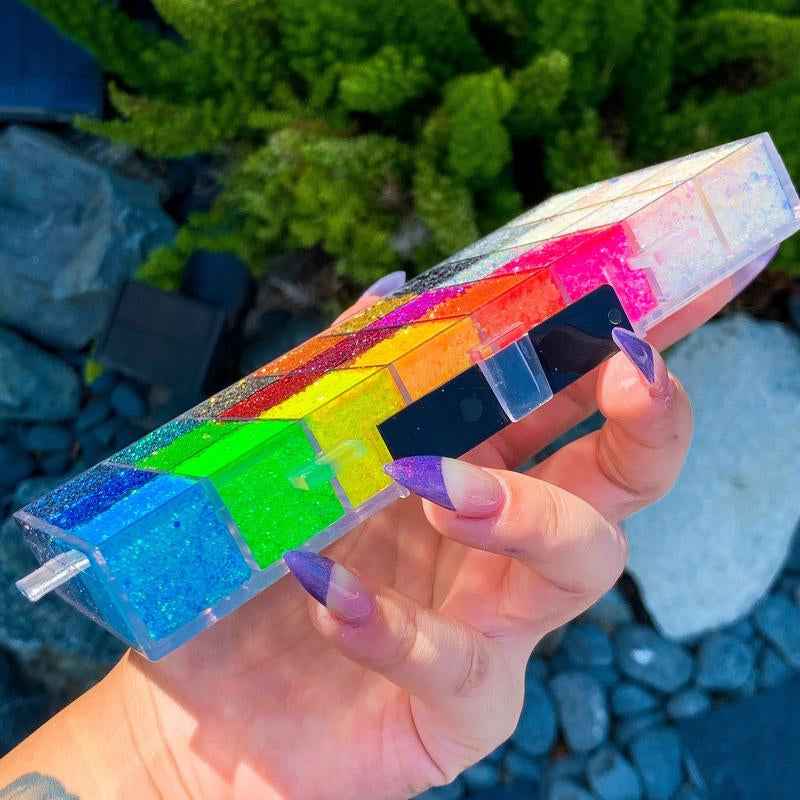 Slayfire Brilliance 24-Color Glitter Gel Palette | Long-Lasting, No-Glue Body & Face Glitter - Essence Bleu