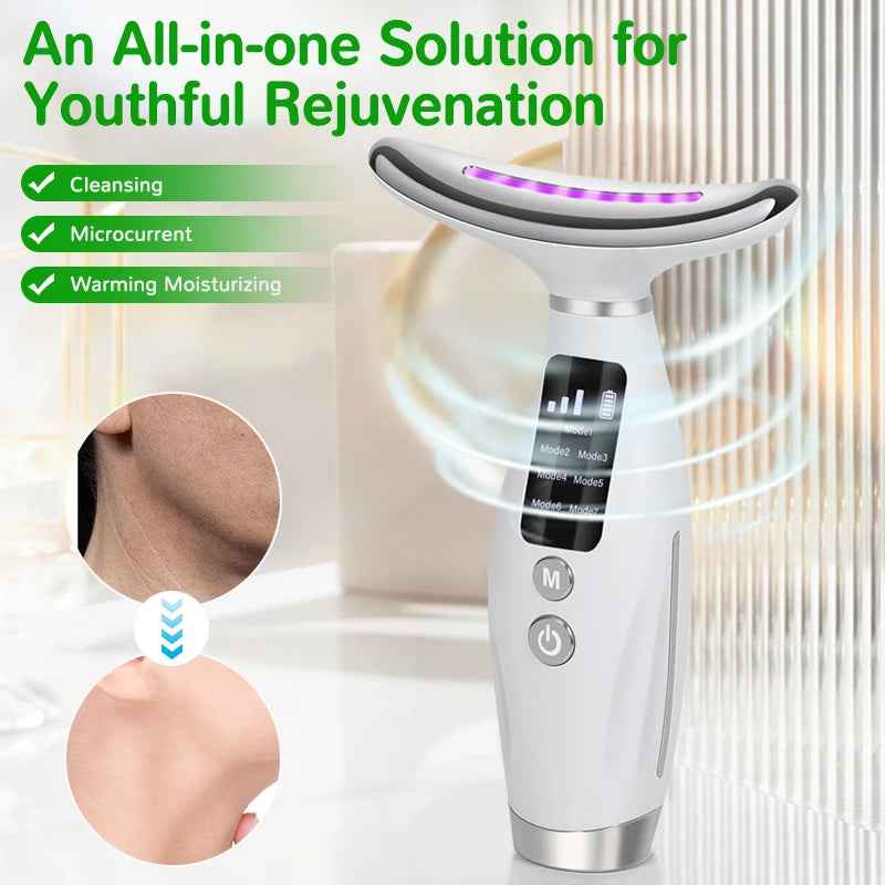 7 Color LED Face and Neck Massager | Firming and Light Therapy - Essence Bleu