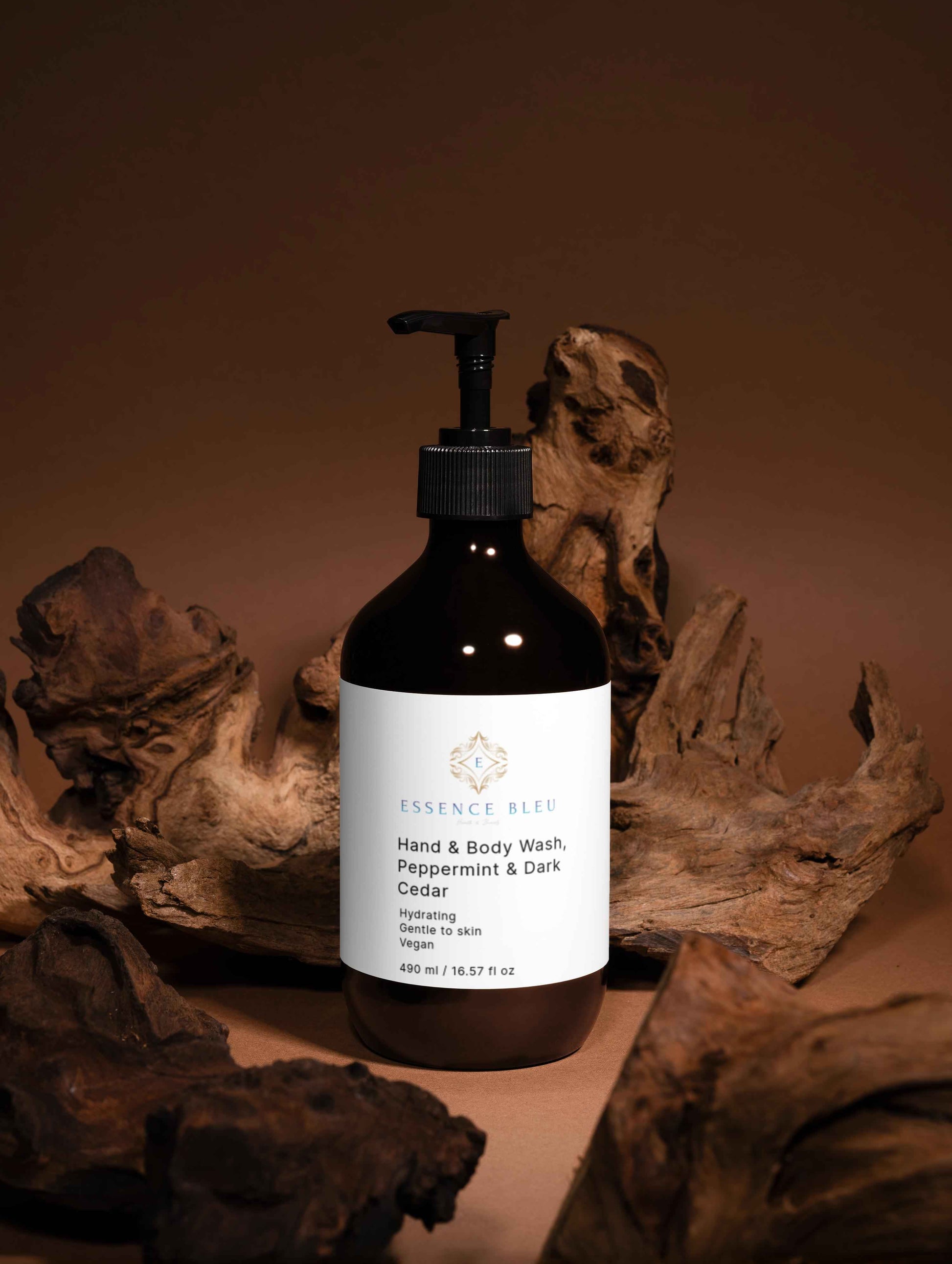 Peppermint Dark Cedar Hand Body Wash for a Refreshing Clean Feel - Essence Bleu