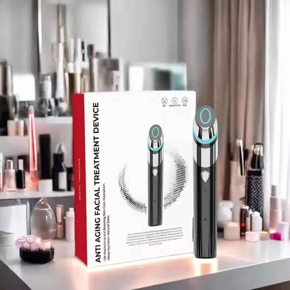 4-in-1 Microcurrent Facial Toning Wand | Red Light Therapy, Heat & Vibrating Massage Tool - Essence Bleu