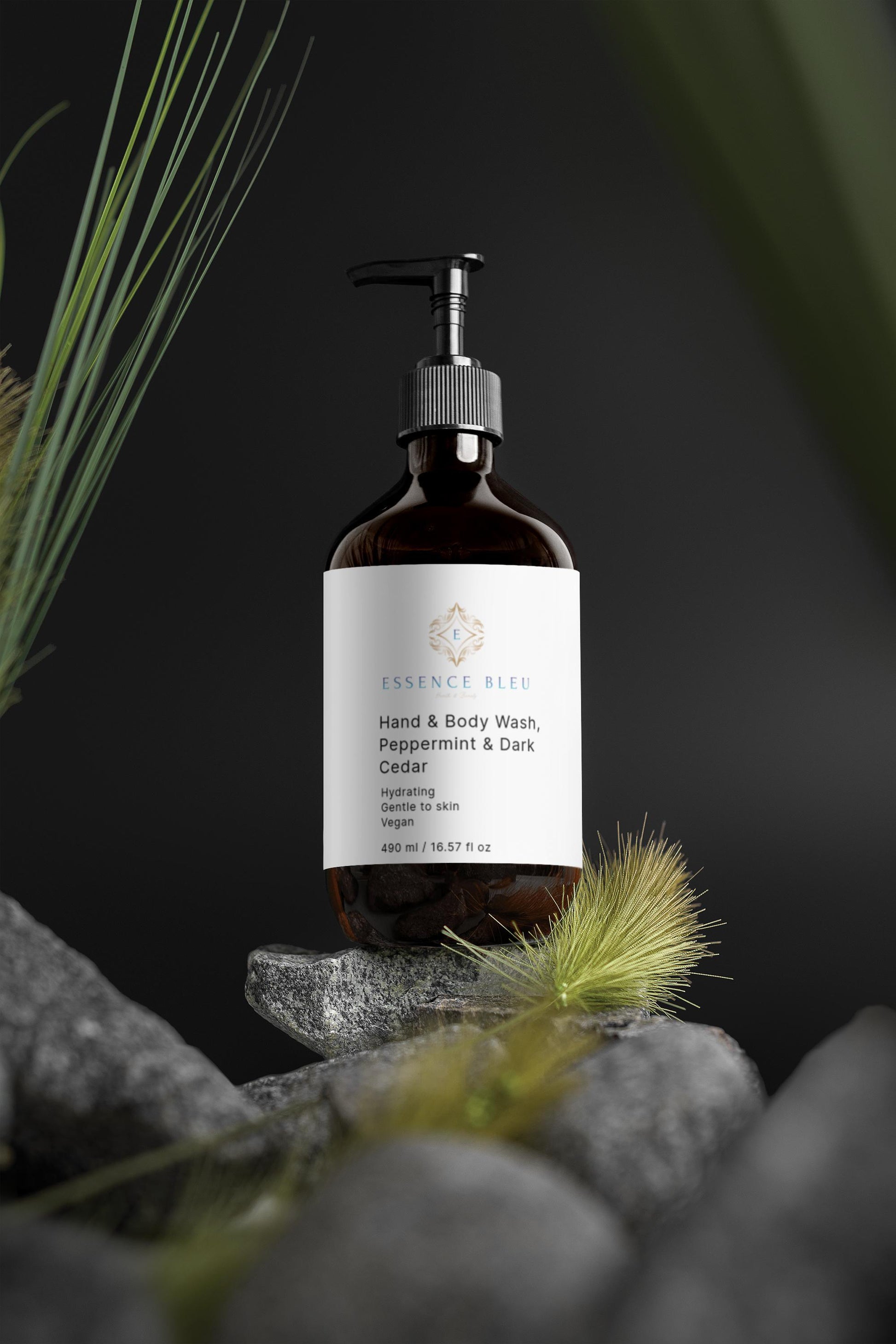 Peppermint Dark Cedar Hand Body Wash for a Refreshing Clean Feel - Essence Bleu