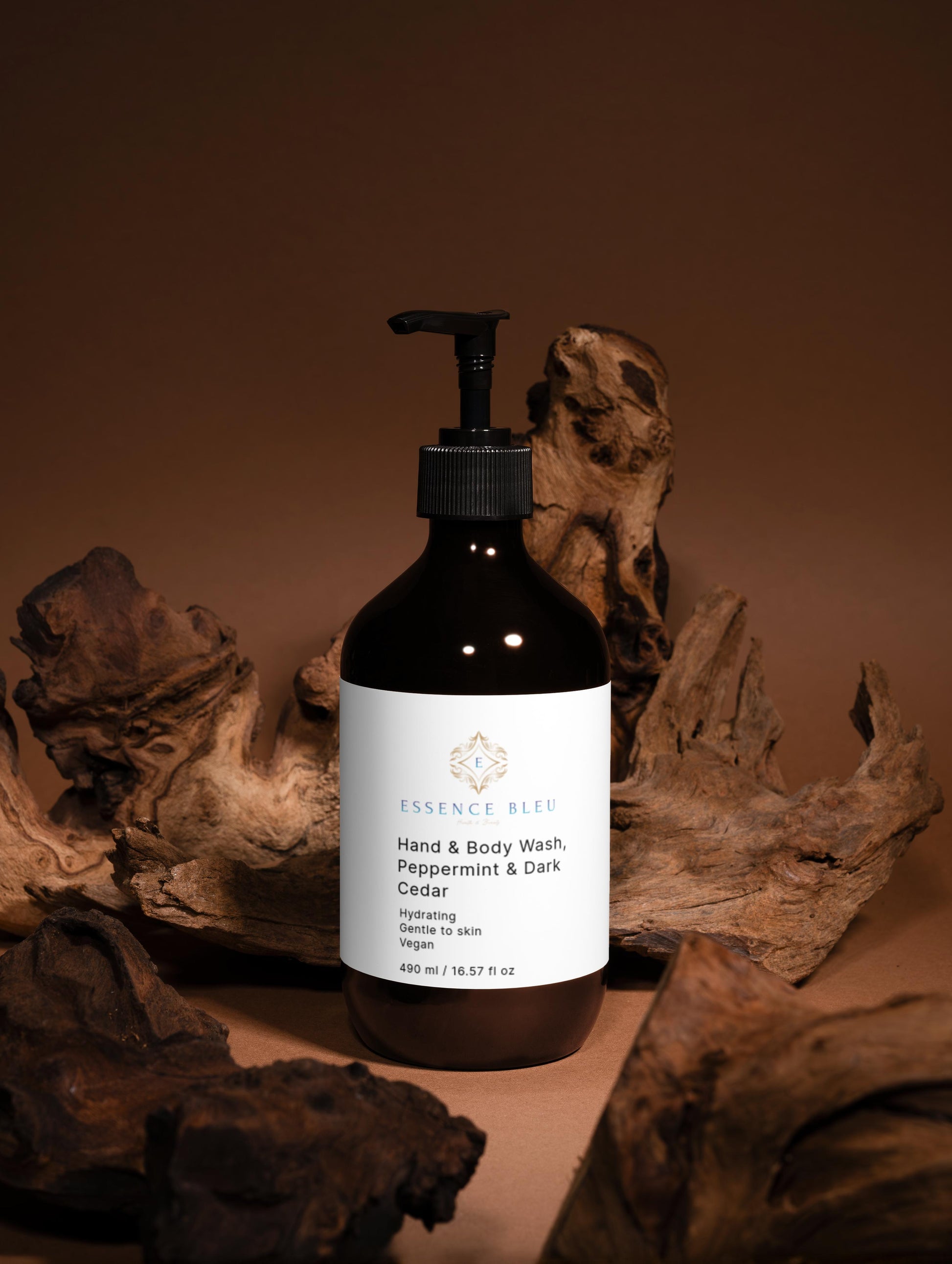 Peppermint Dark Cedar Hand Body Wash for a Refreshing Clean Feel - Essence Bleu