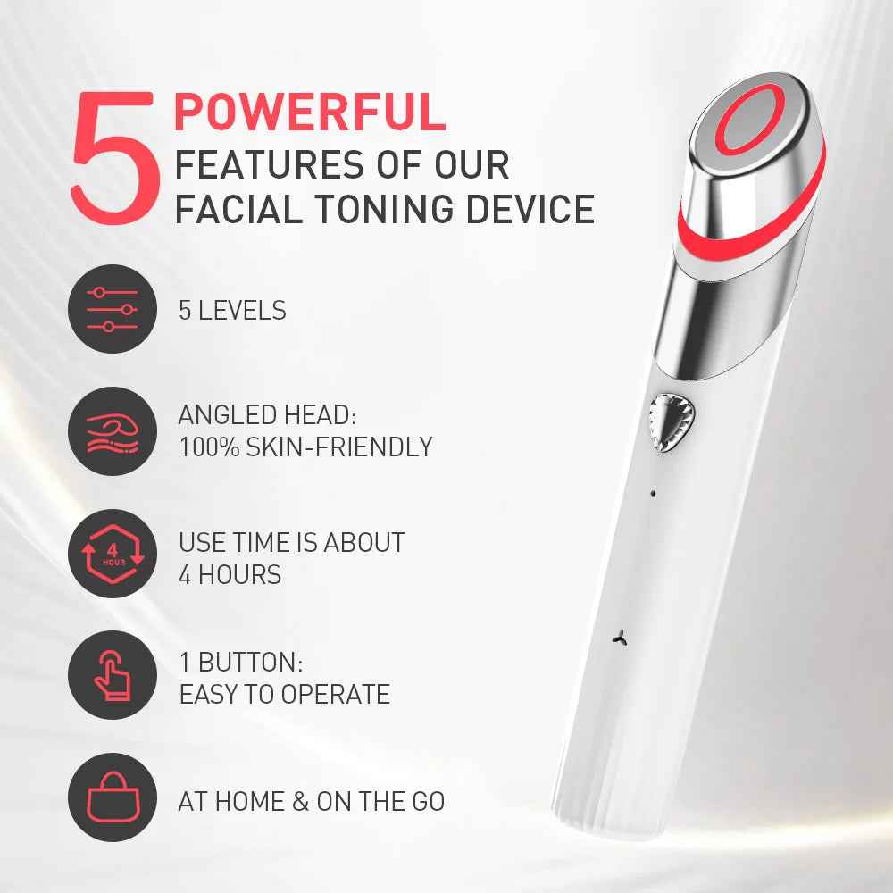 4-in-1 Microcurrent Facial Toning Wand | Red Light Therapy, Heat & Vibrating Massage Tool - Essence Bleu