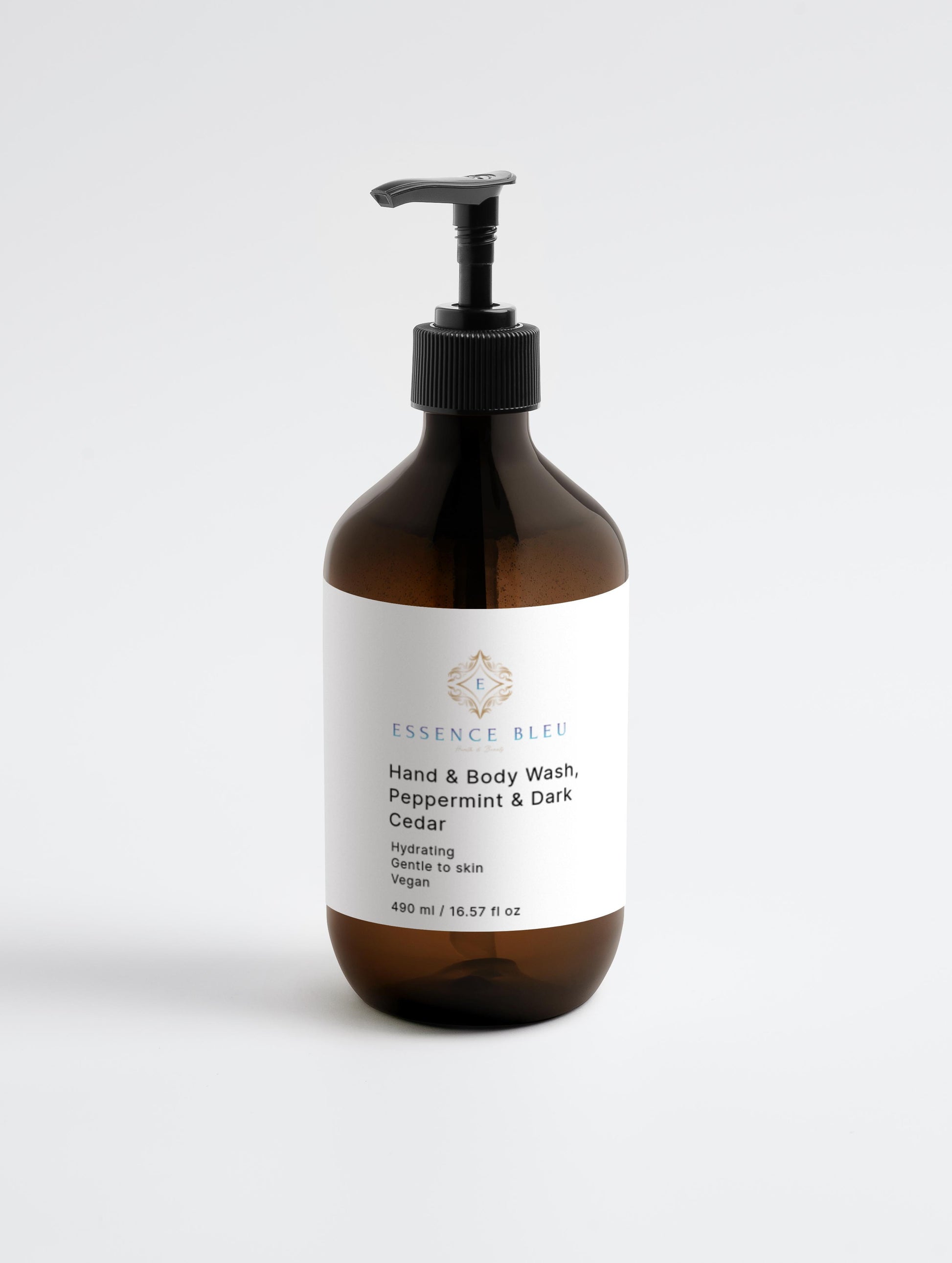 Peppermint Dark Cedar Hand Body Wash for a Refreshing Clean Feel - Essence Bleu